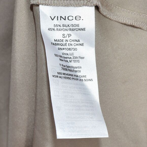 Vince Cowl Neck Cap Sleeve Blouse Short Sleeve Silk Blend Top Oat Tan Size Small - Picture 5 of 10